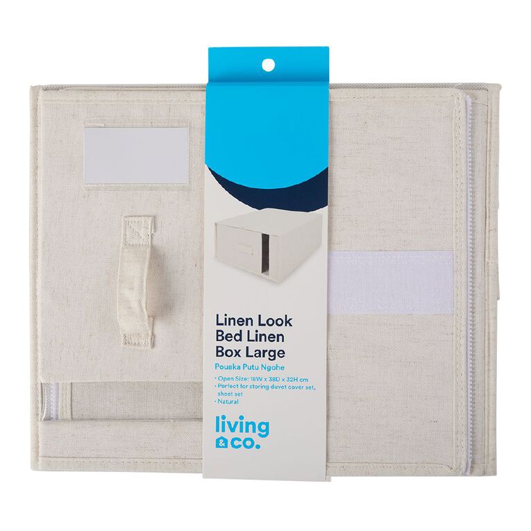 Living & Co Linen Look Bed Box Large Cream, , hi-res