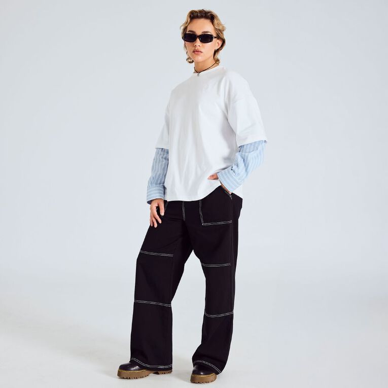 BRDRLESS Lola Long Sleeve Top, White, hi-res