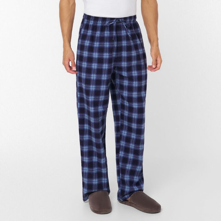 H&H Men's Flanelette Pyjama Pants, Blue Dark, hi-res
