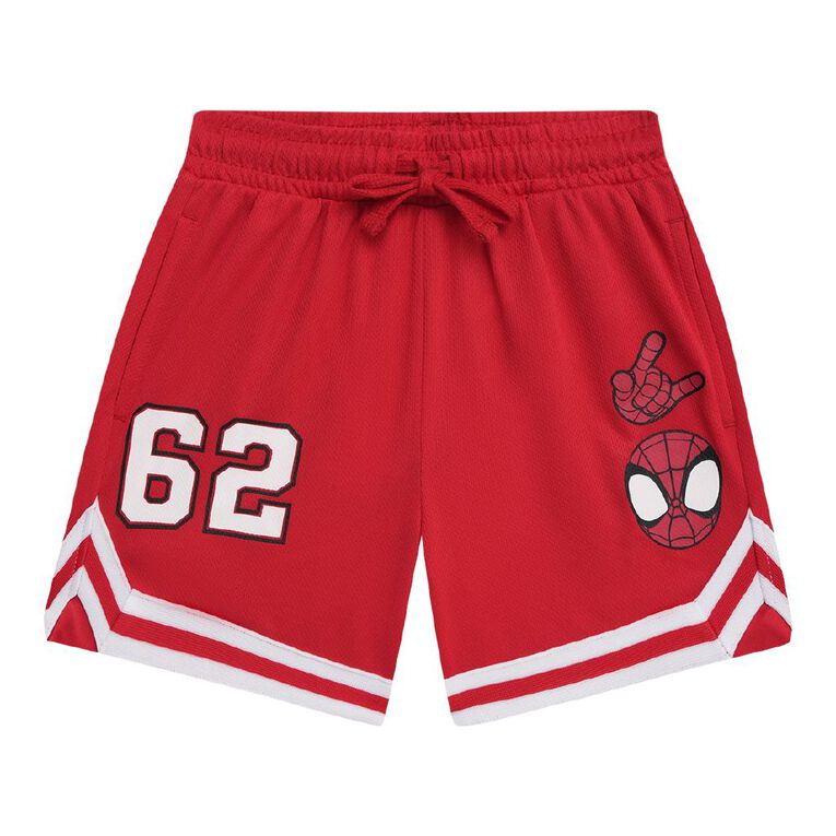 Spider-Man Preschool Printed Mesh Shorts, Red Mid, hi-res