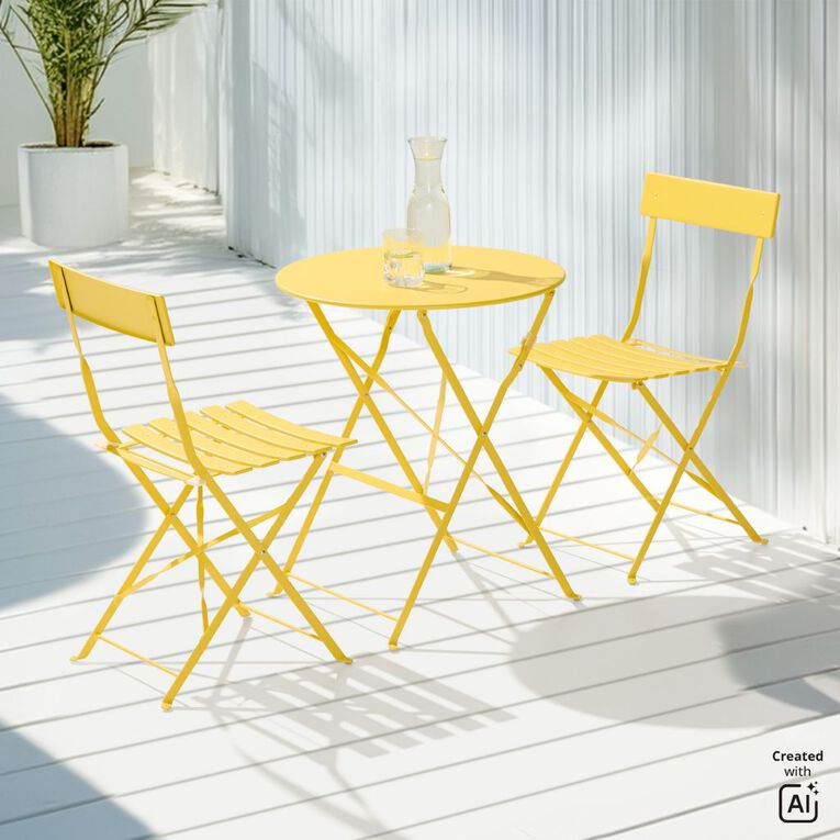 Living & Co French Bistro Set Yellow, , hi-res