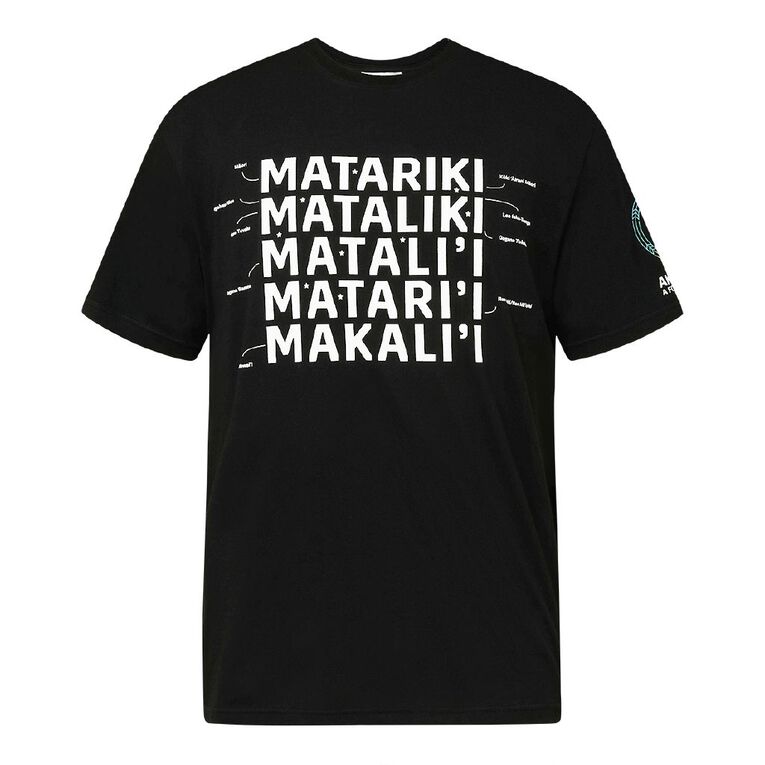 MLC Adults' Matariki Tee, Black, hi-res