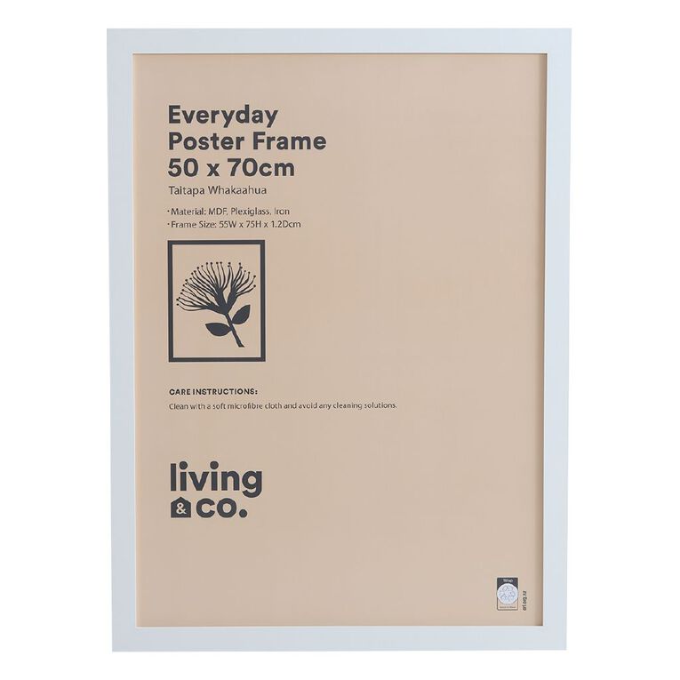 Living & Co Everday Poster Frame White 50cm x 70cm, , hi-res