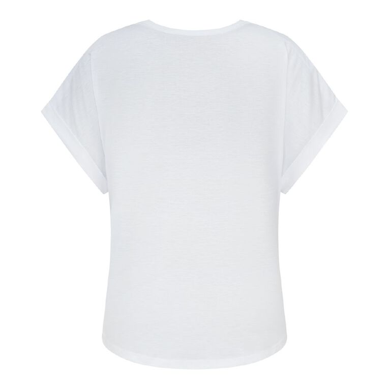 H&H Curve Women's Amber Rixon Drape Viscose Tee, White, hi-res