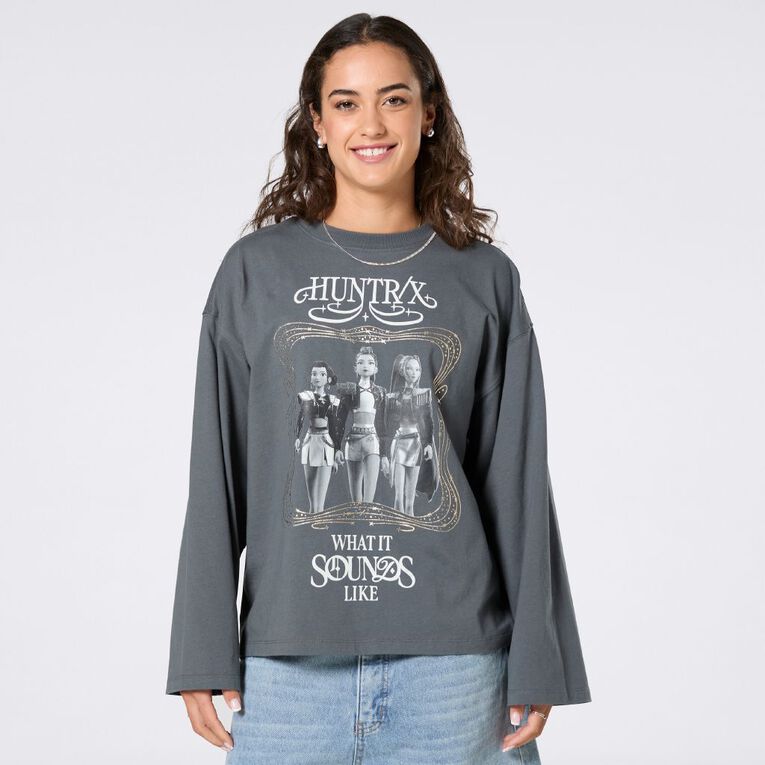 KPop Demon Hunters Women's Long Sleeve Top, Grey Dark DarkShadow, hi-res