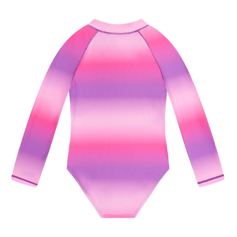 Young Original Long Sleeve Printed Swimsuit, Purple Mid, hi-res