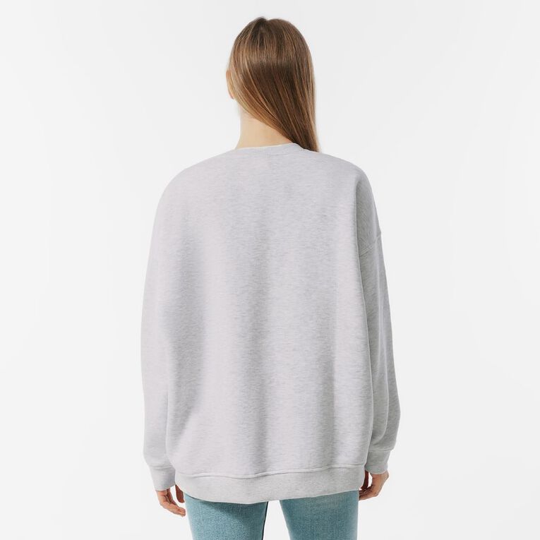 H&H Women's Long Sleeve Oversized Crew, Grey Light, hi-res