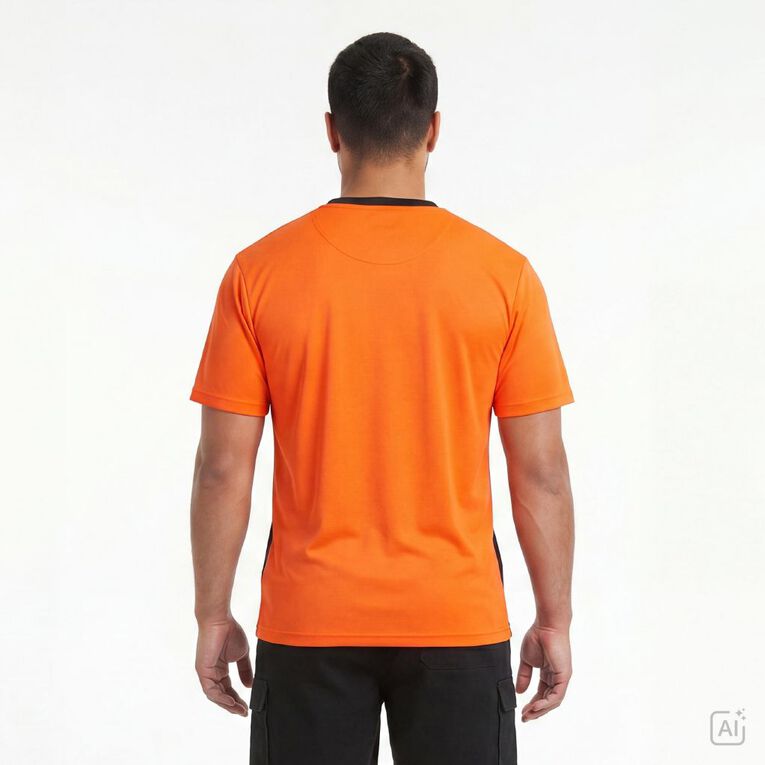 Rivet Compliant Short Sleeve Fluoro Tee, Orange/Fluro, hi-res