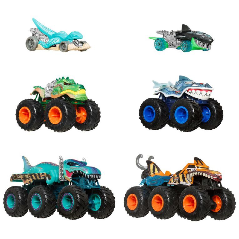 Hot Wheels Monster Trucks Sharks vs Dinos Vehicle Multipack, , hi-res