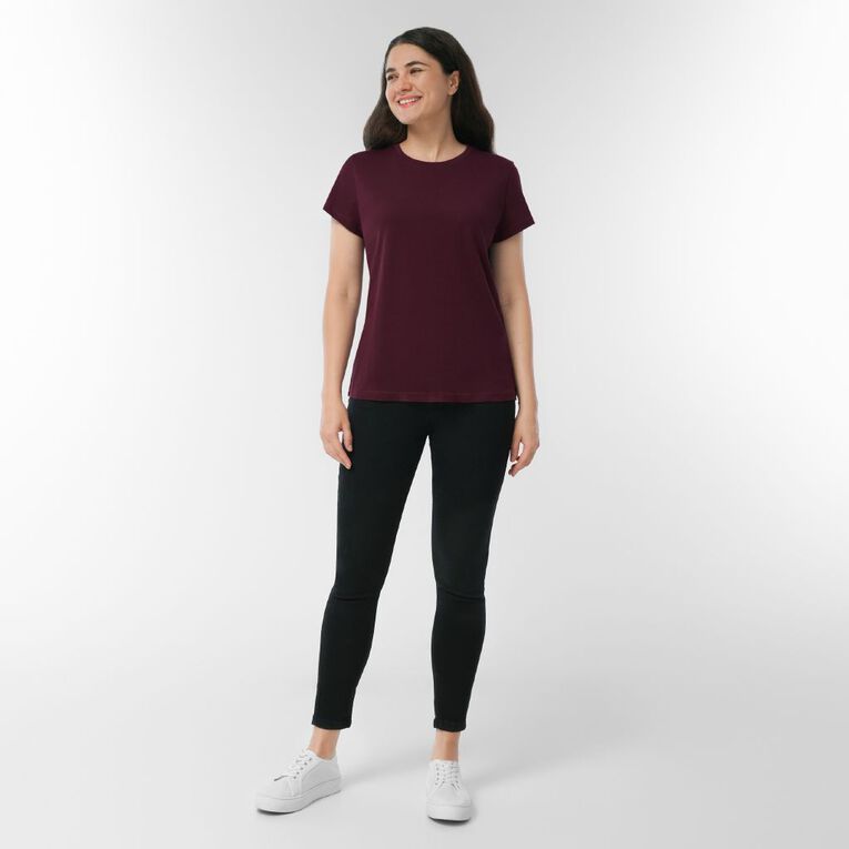 H&H Women's Short Sleeve Crew Neck Tee, Red Dark, hi-res