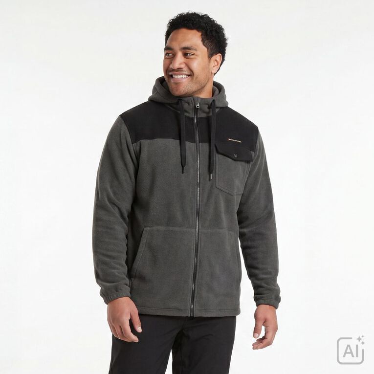 Back Country Adults' Hooded Zip Thru, Charcoal/Marle, hi-res