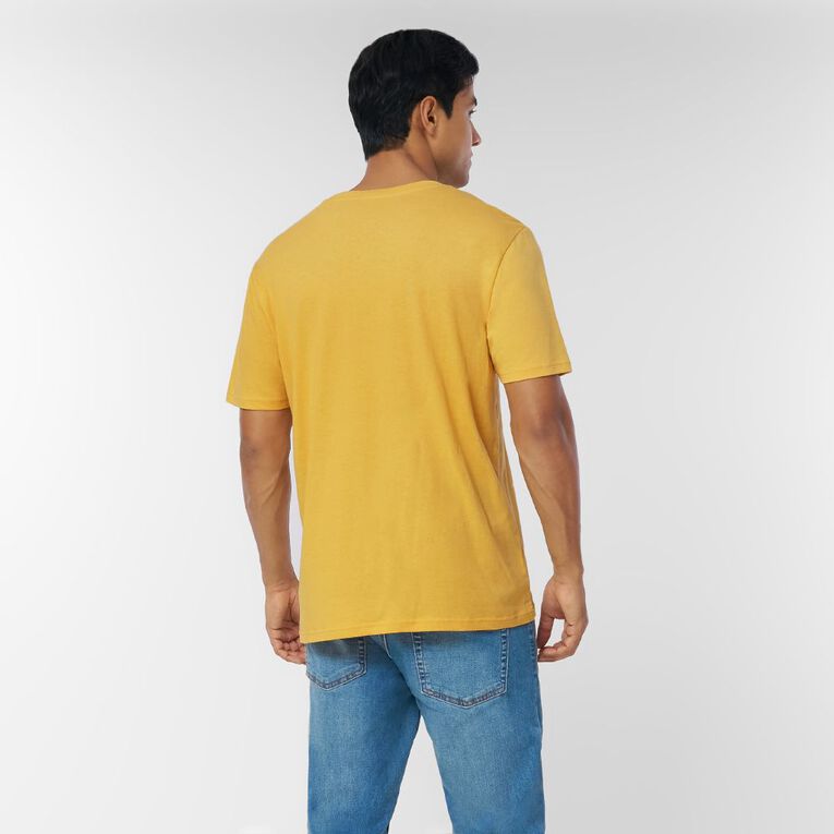H&H Men's Regular Fit Plain Tee, Yellow Mid, hi-res