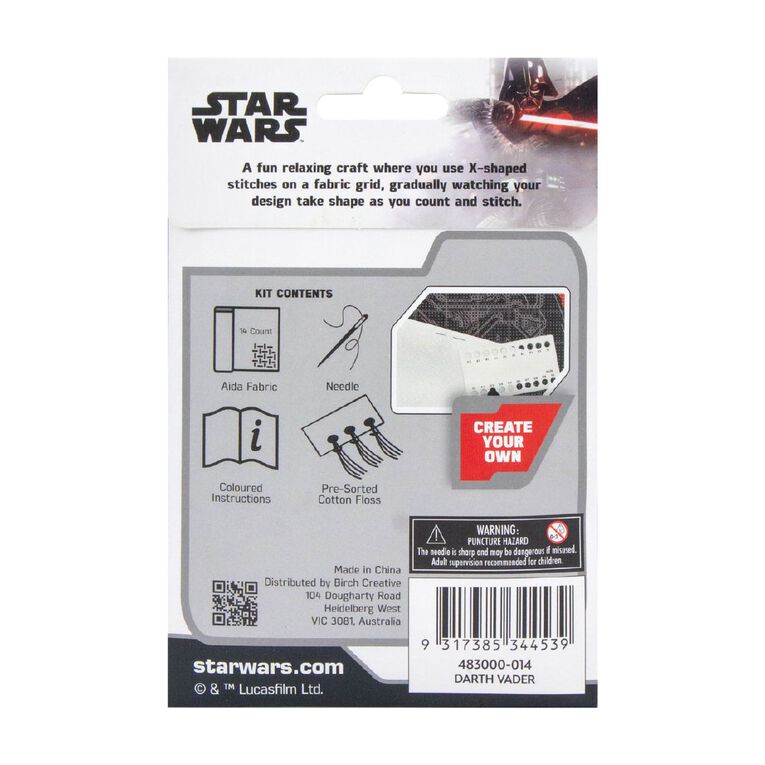 Lucas Film Counted Cross Stitch Mini 10 x 10cm Darth Vader, , hi-res