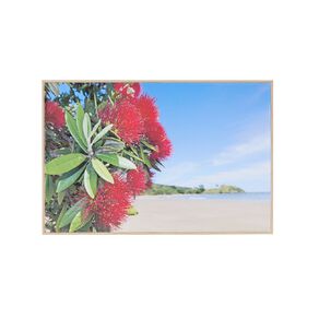 Living & Co Pohutakawa Framed Canvas 60cm x 90cm