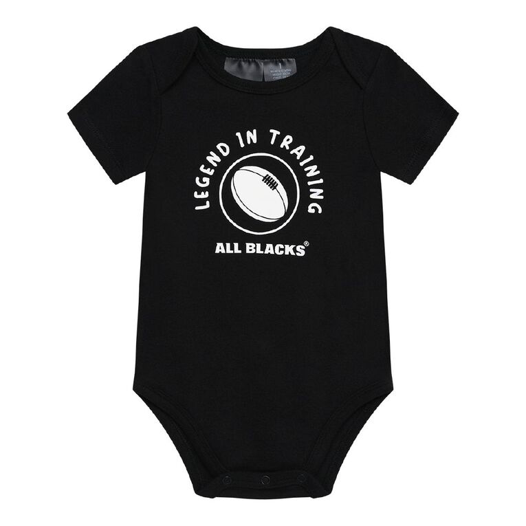 All Blacks Babies' Short Sleeve Printed Bodysuit 3 Pack, Black, hi-res