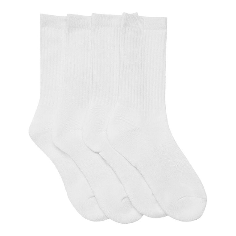 Active Intent Kids' Crew Socks 4 Pack, White, hi-res