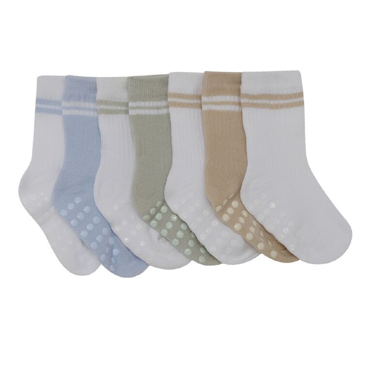 H&H Infants' Grib Rib Crew Socks 7 Pack, Green Light, hi-res