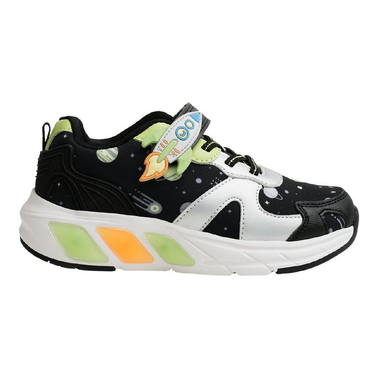 Active Intent Senior Kids' Space Light Up Sneakers, Black, hi-res