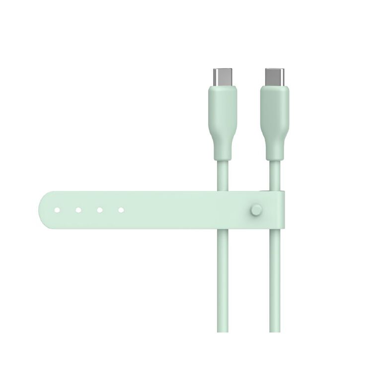 Tech.Inc Silicon USB-C to C Cable With Silicon Tie TICABS02GN Green, , hi-res