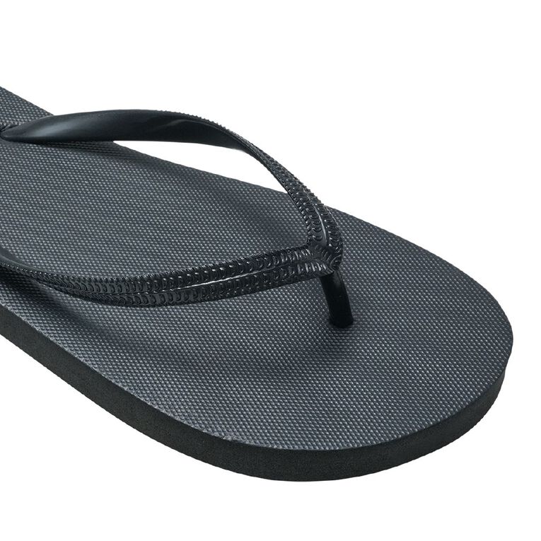H&H Women's Plain Jandals, Black, hi-res