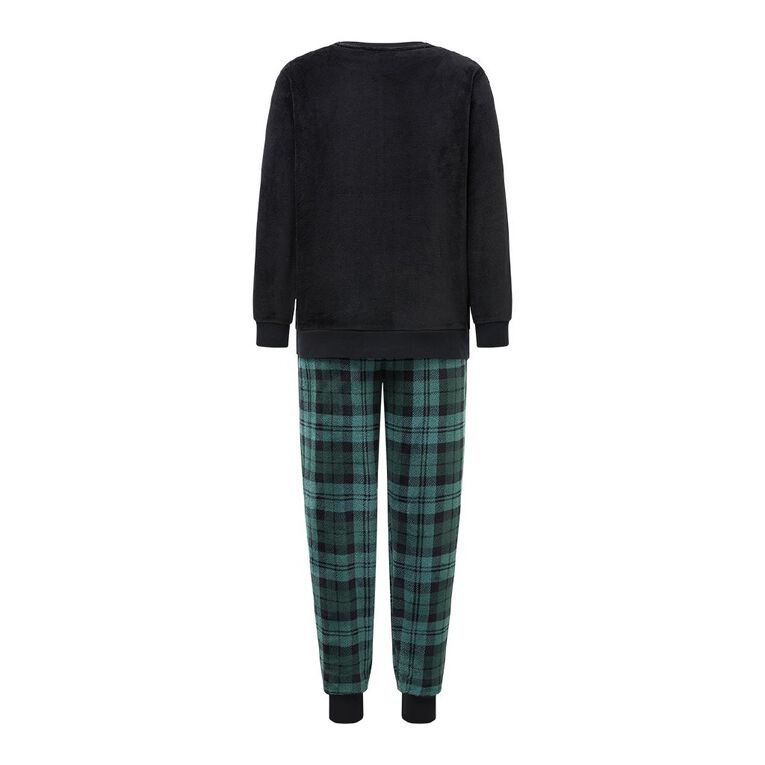 H&H Men's Coral Fleece Pyjama Set, Green Dark, hi-res