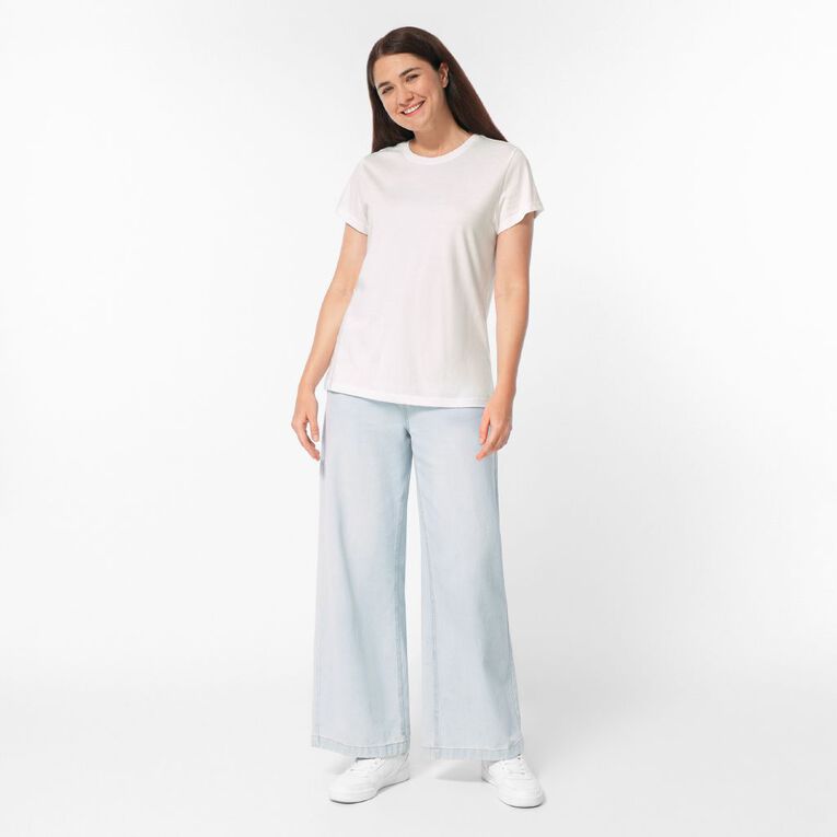 H&H Women's Essential Short Sleeve Crew Neck Tee, White, hi-res