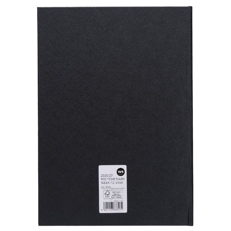 WS Mid Year Diary Black Week To View A4 26-27, , hi-res