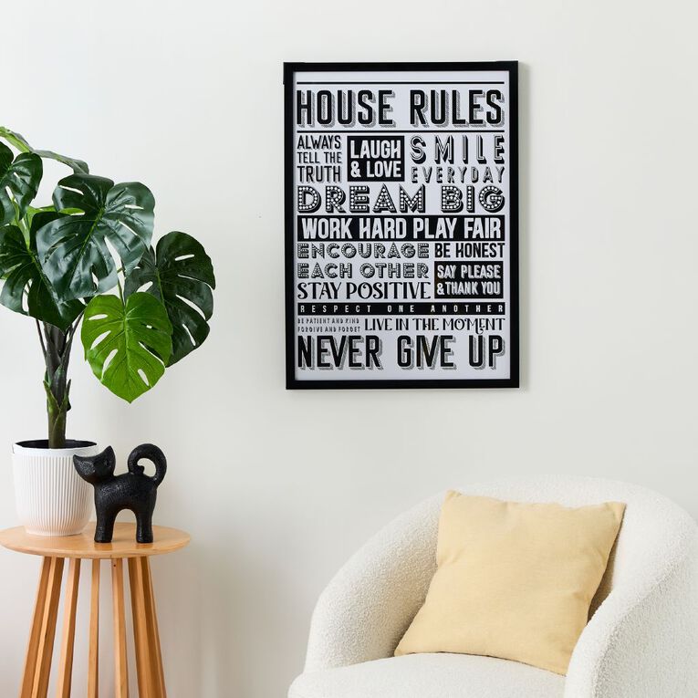 Living & Co House Rules Framed Print 50cm x 70cm, , hi-res