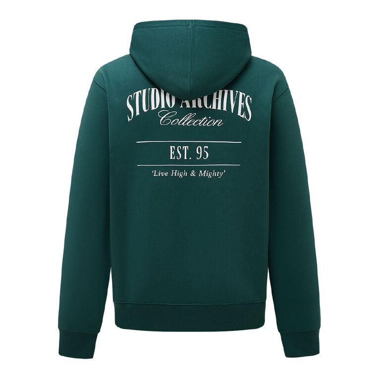 Garage Men's Graphic Print Hood Sweat, Green Dark, hi-res