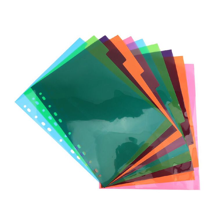WS 10 Tab Dividers Plastic Multi-Coloured, , hi-res