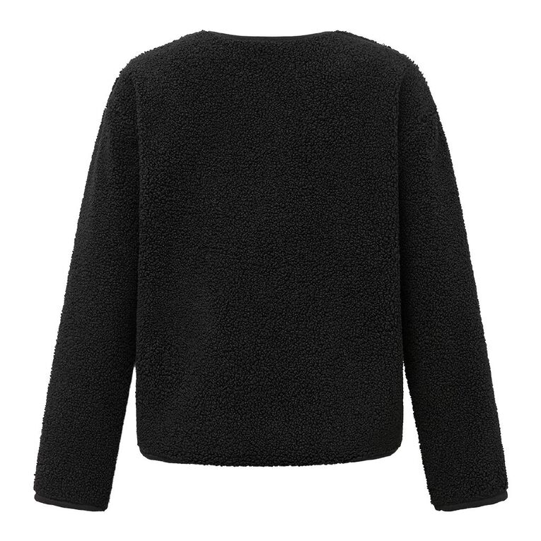 H&H Women's Teddy Sherpa Button Through Jacket, Black, hi-res
