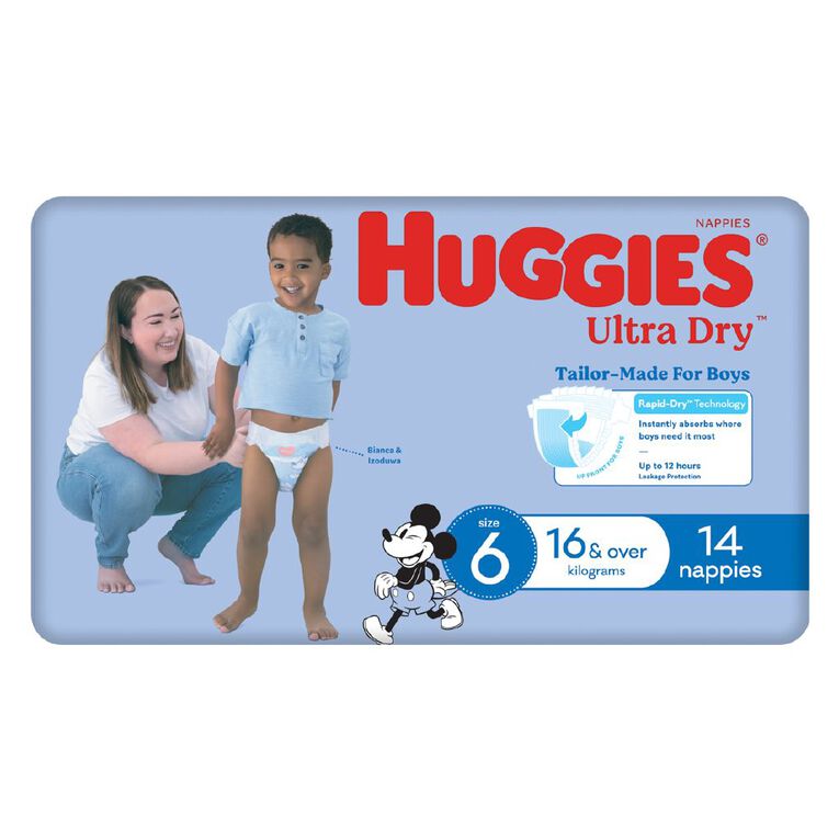 Huggies Boys' Convenience Nappy Junior Size 6 16+kg 14 Pack, , hi-res