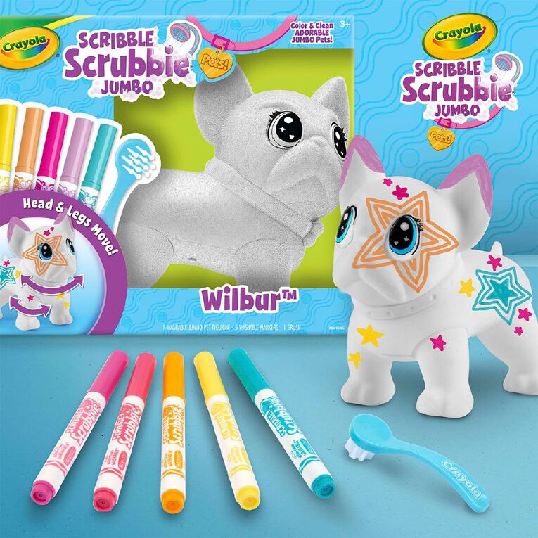 Crayola Scribble Scrubbie Poseable Jumbo Pet - Wilbur, , hi-res
