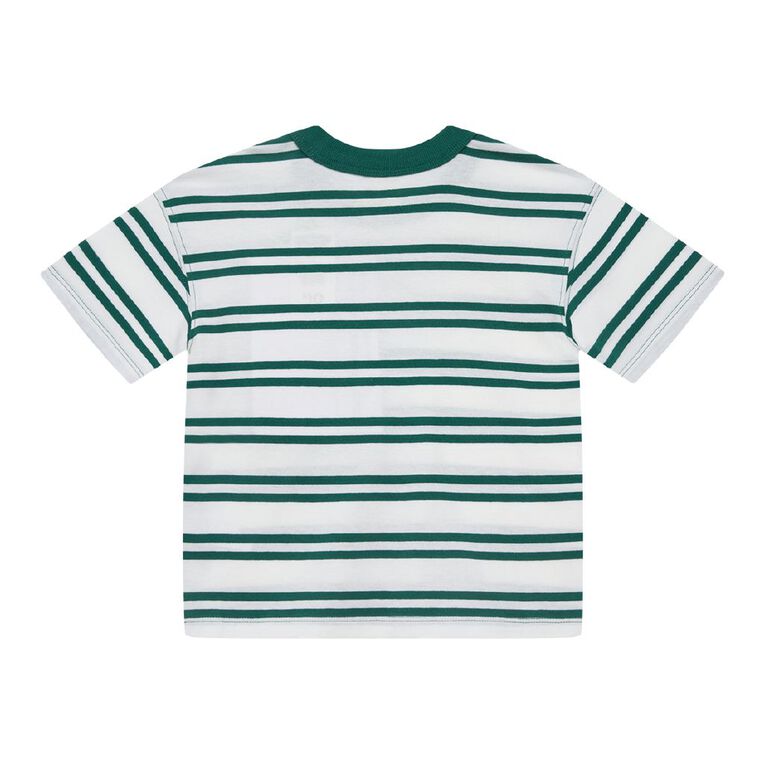 Young Original Toddler Short Sleeve Boxy Stripe Tee, Green Dark, hi-res