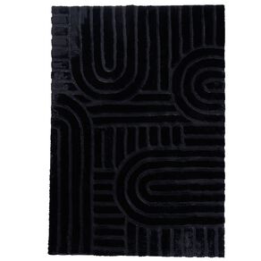 Living & Co Rug Faux Fur Carved Black 160cm x 230cm