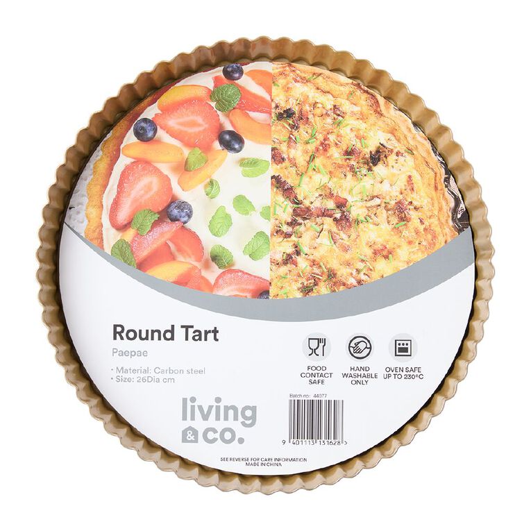 Living & Co Heavy Gauge Tart Pan Round Gold, , hi-res