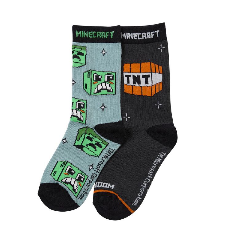 Minecraft Sports Crew Socks 2 Pack, Black, hi-res