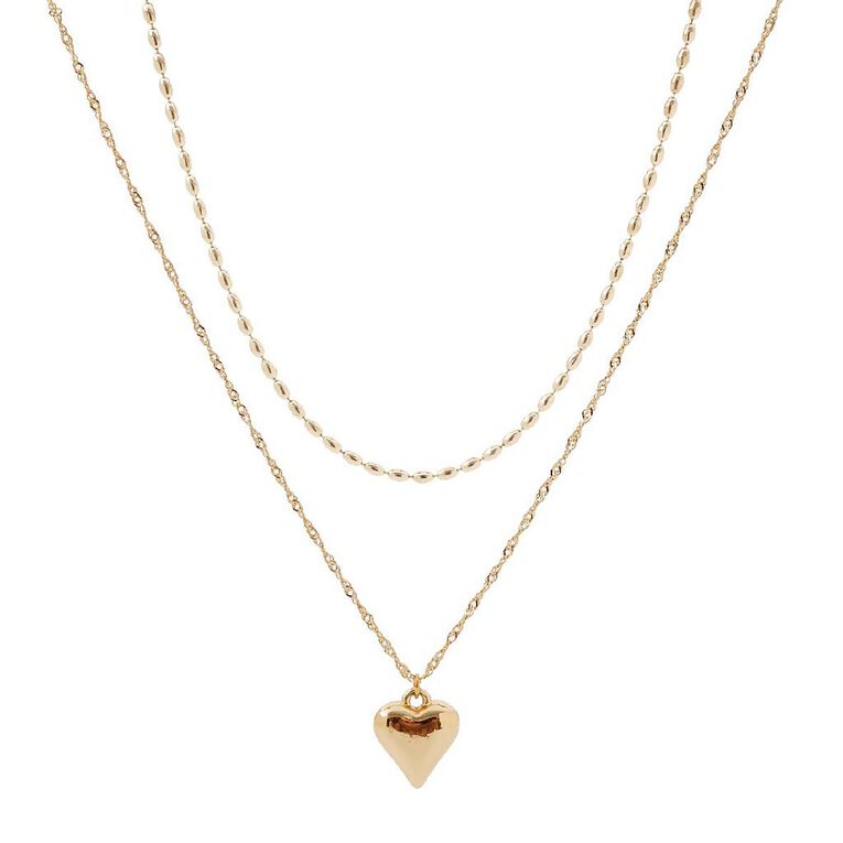 Puff Heart Bubble Necklace Two Layer, , hi-res