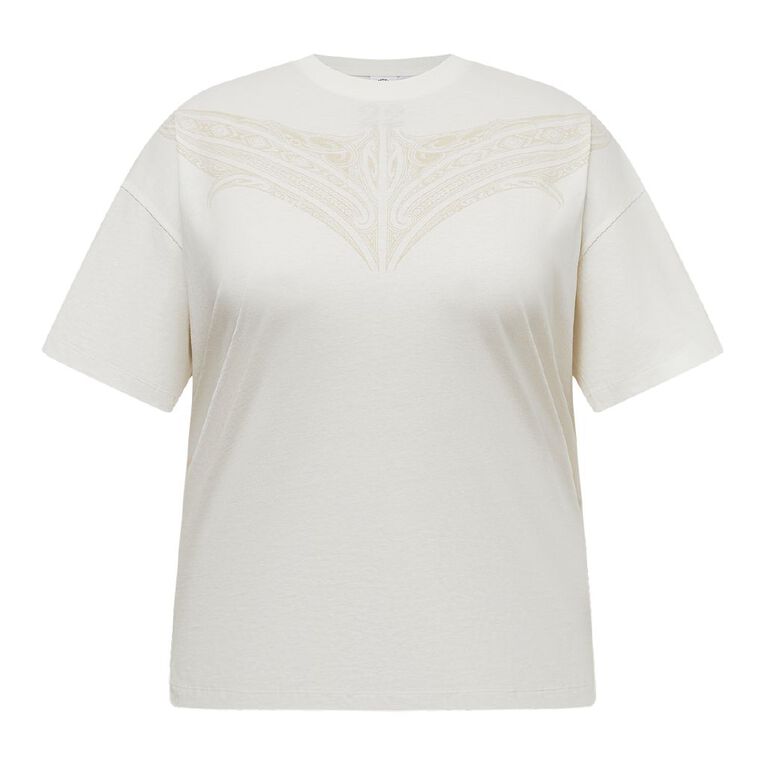 Karanga Ink Women's Curve Tee, Cream, hi-res