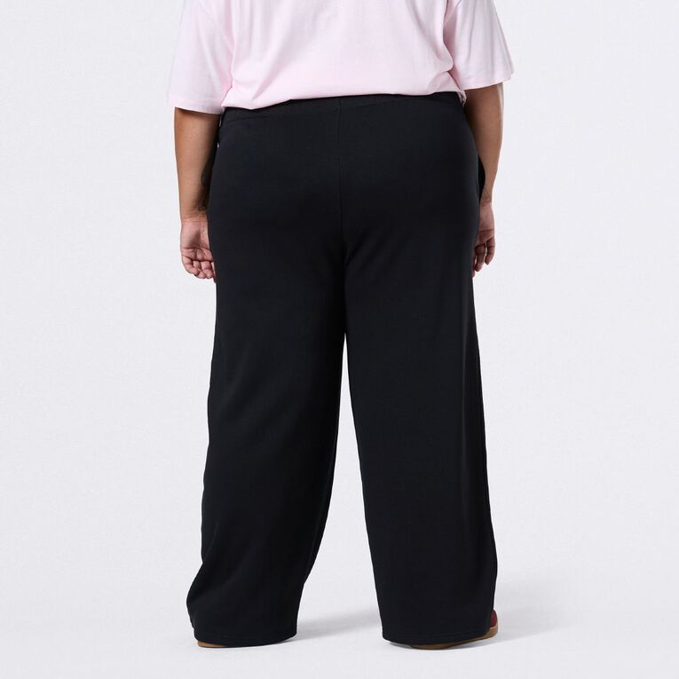H&H Curve Women's Essential Wide Leg Trackpants, Black, hi-res