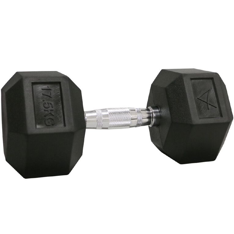 Active Intent Fitness Rubber Hex Dumbbell 17.5Kg, , hi-res