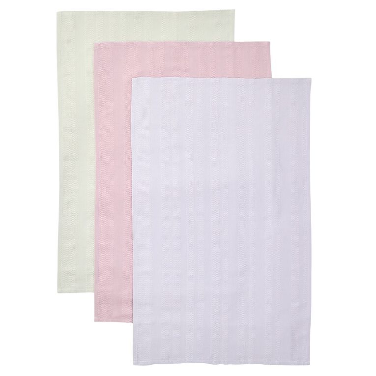 Living & Co Weave Tea Towel Pastel 3 Pack, , hi-res
