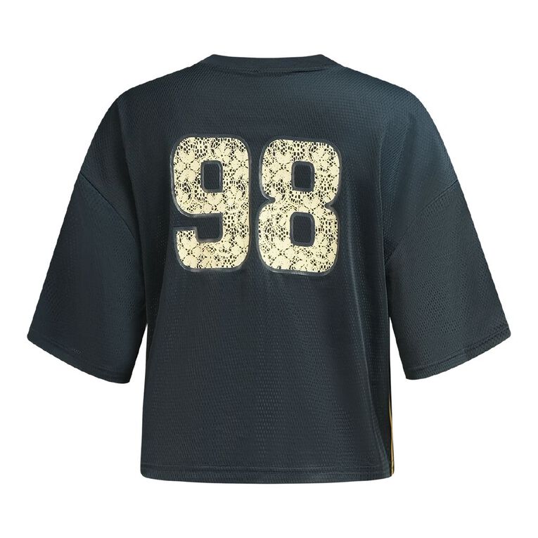 BRDRLESS Zoey Mesh Short Sleeve Tee, Navy, hi-res