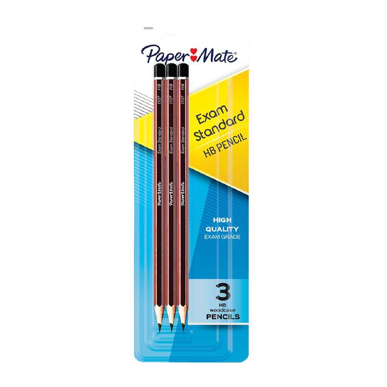Paper Mate Woodcase HB Pencil Black 3 Pack, , hi-res