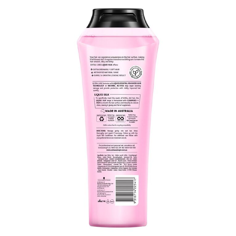 Schwarzkopf Extra Care Liquid Silk Smoothing Shampoo 400ml, , hi-res