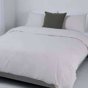 Living & Co Duvet Cover Set Washed Cotton Natural King Single