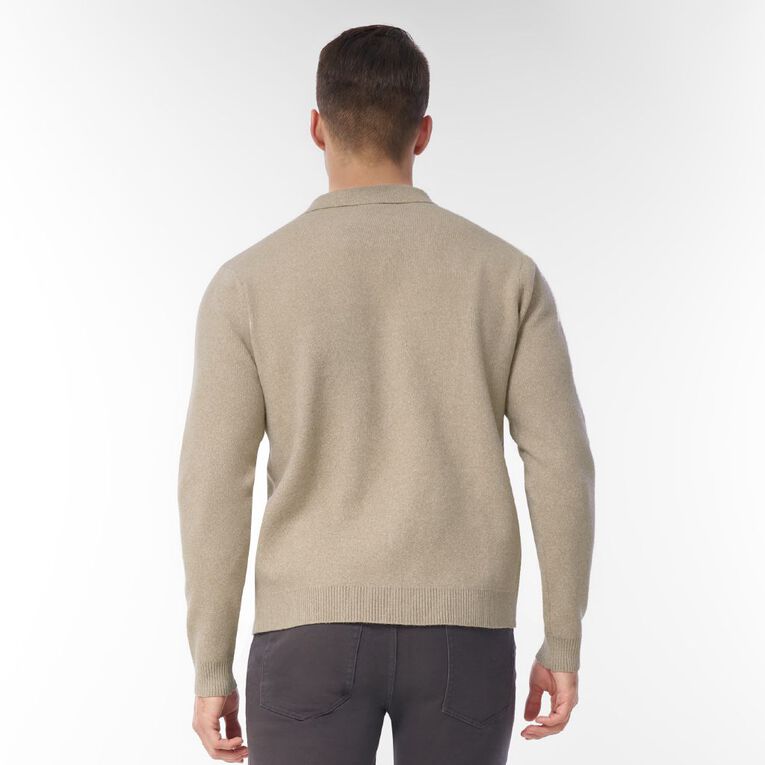 H&H Men's QTR Zip Collared Pullover, Beige, hi-res