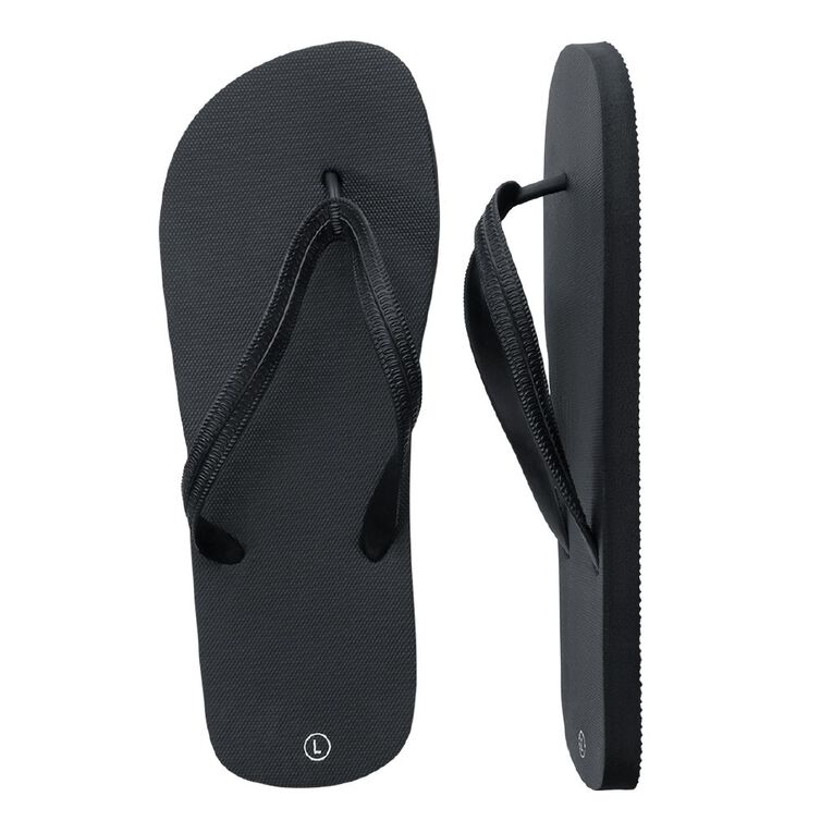 H&H Men's Plain Jandals, Black, hi-res