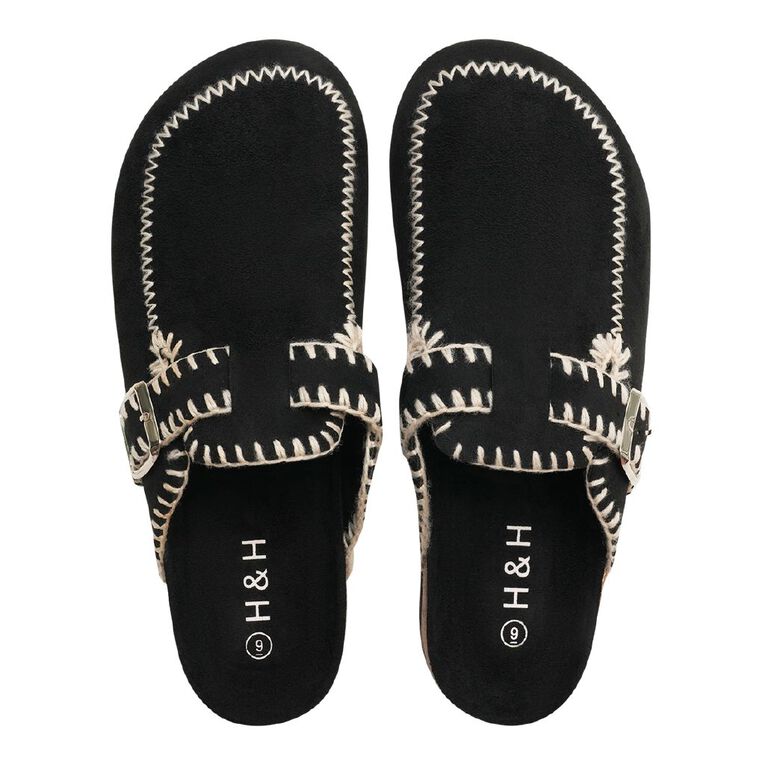 H&H Women's Cassidy Stitch Slip On Clog, Black, hi-res