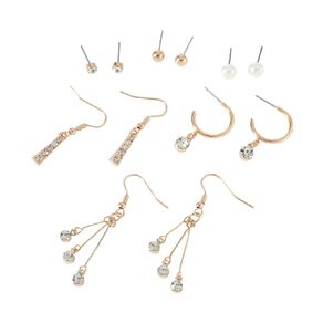 Diamante Droplet Earrings 6 Pairs